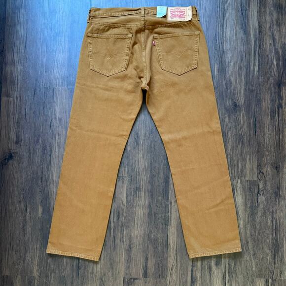 Levi’s 501 Original Jeans Tan Brown Khaki 100% Cotton 36x30 - Picture 2 of 10